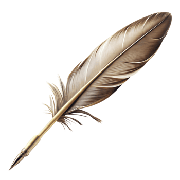 Elegant Golden Feather Quill Pen Isolated on Transparent Background png