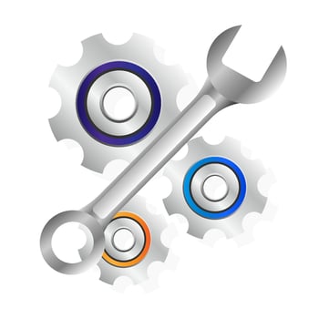 a wrench with a gear symbol. Settings. illustration vector