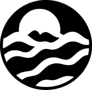 Ocean - Black and White Isolated Icon - illustration vector