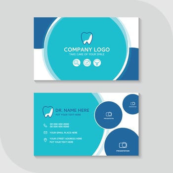 Dental business card template use in presentation for company or clinic. dental health concept. medical health and dentistry concept. design. vector