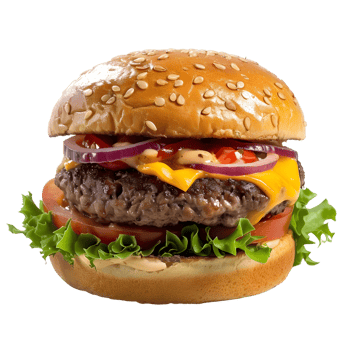 Delicious fast food burger hamburger cheeseburger transparent background png
