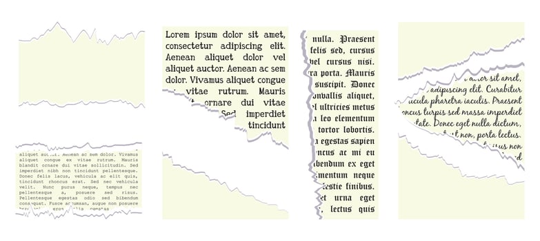 torn and crumpled pieces of paper. notebook and sheet, scrapbook old vector
