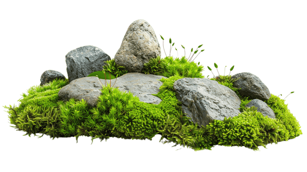 Accompanied by ornamental stones and grass on a transparent background png