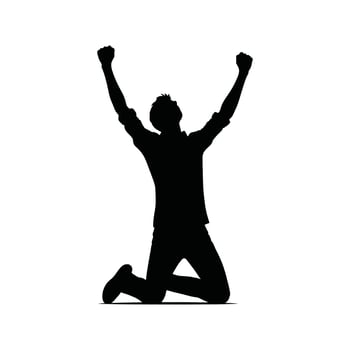 Ecstatic Individual in Victory Pose - Silhouette of Joy and Personal Triumph vector