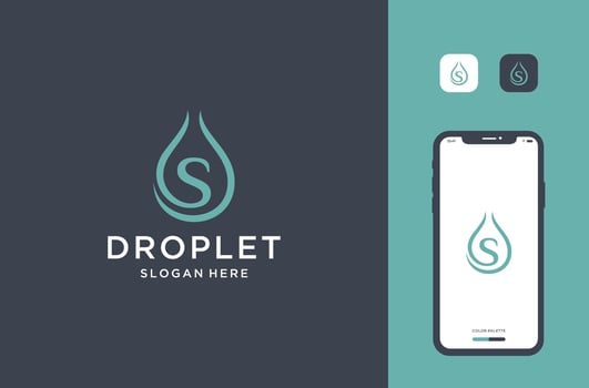 drop with letter s logo design premium vector