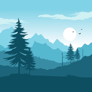 modern landscape logo with mountain logo design vector