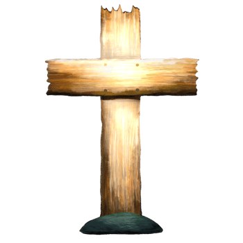 A glowing cross isolated on the ground png
