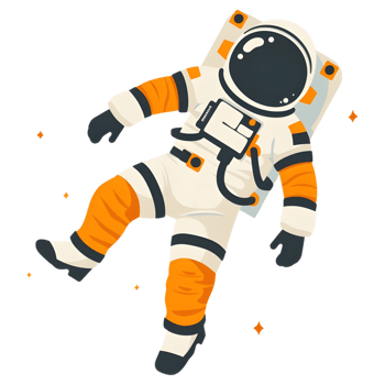 Astronaut colored flat icon against transparent background png