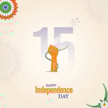 Happy Indian Independence Day Greeting Card with Raised Fist vector