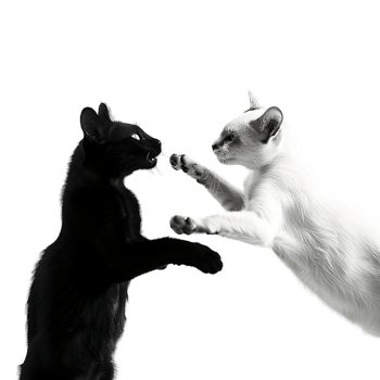 Siamese fighting alternating black and white over transparent background png