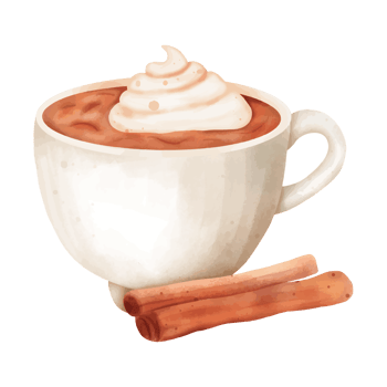 Watercolor Hot Chocolate with Cinnamon Sticks Illustration png