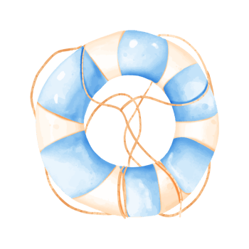 Watercolor Illustration of a Beach Lifebuoy Float Ring png