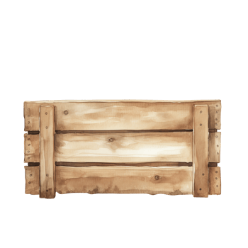 Watercolor wooden box, garden basket png