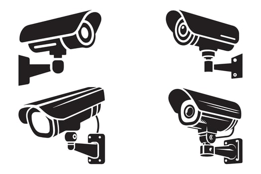 Illustration of CCTV Camera Silhouette vector