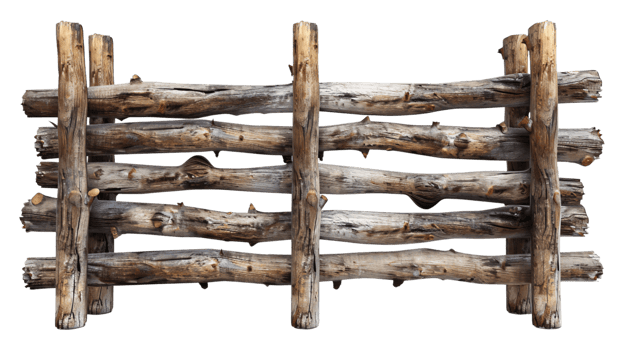 Wooden fence at ranch isolated over transparent background png