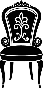 decorative chair illustration black and white vector