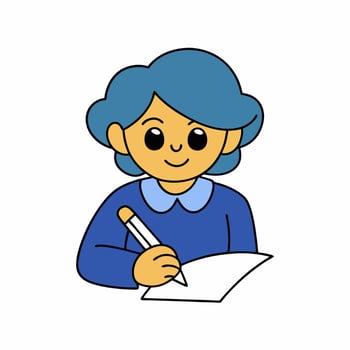 A Student is writing in The Exam with pen vector