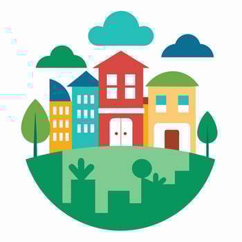 A Global Village with plants illustration vector