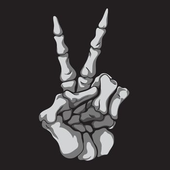 peaceful finger gesture of the devil illustration on a black background. Monochrome. vector
