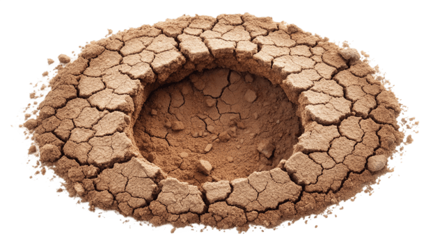 Earth hole with cracks isolated on transparent background png