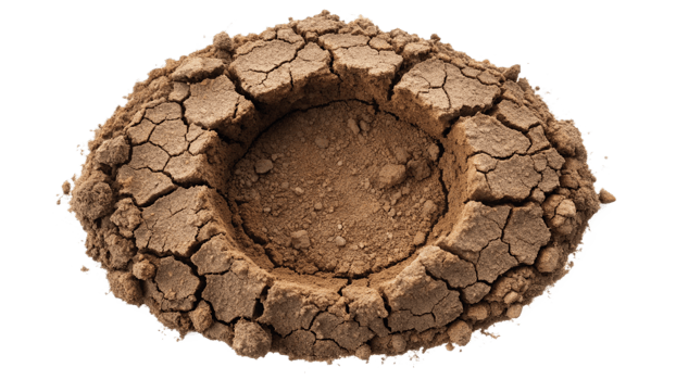 Earth hole with cracks isolated on transparent background png