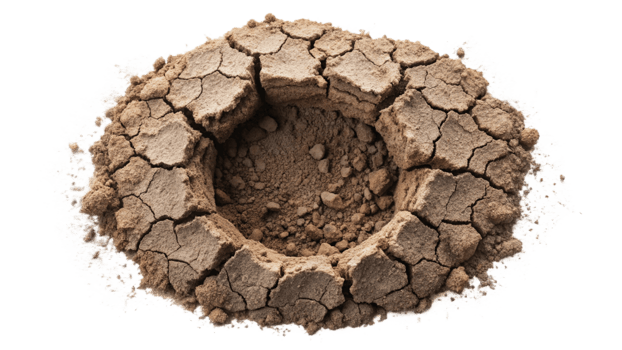 Earth hole with cracks isolated on transparent background png