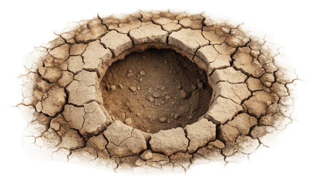 Earth hole with cracks isolated on transparent background png