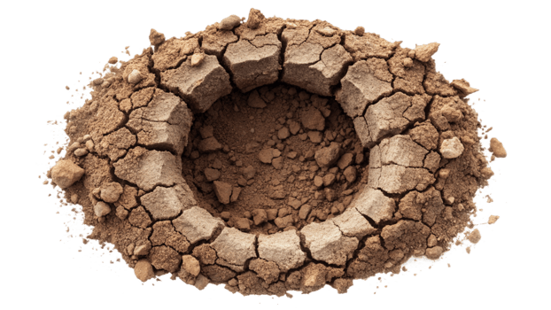 Earth hole with cracks isolated on transparent background png