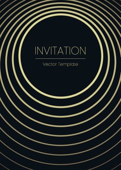 Luxury gala invitation card background . Golden elegant wavy gold line pattern on background vector