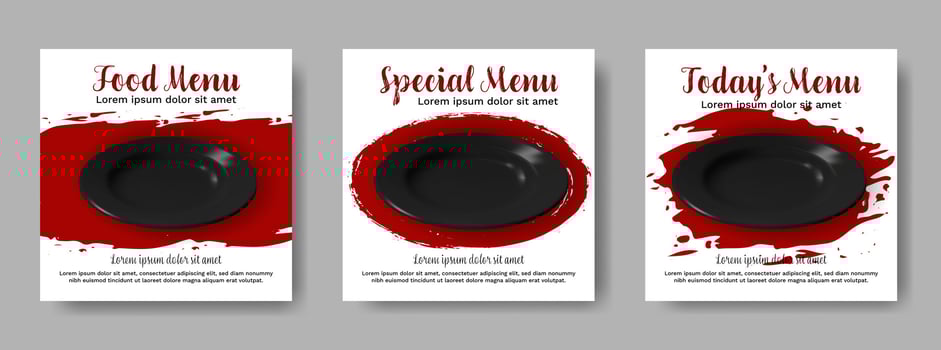 Fast food restaurant social media post template with grunge design. vector
