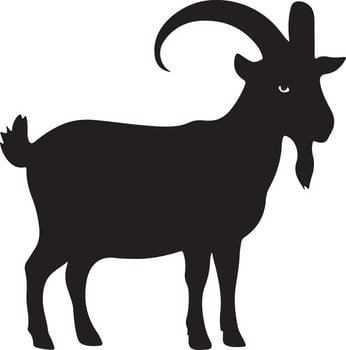 Cute goat silhouette art illustration, Goat animals, silhouette of a goat. vector