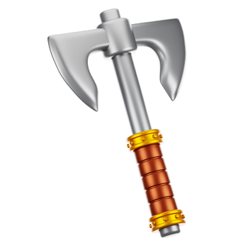 3d rendering battle axe icon with cartoon style. Game icon concept png