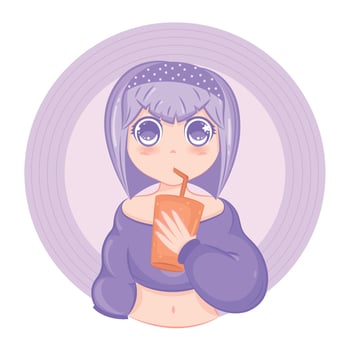 Cute kawaii girl cartoon character illustration vector
