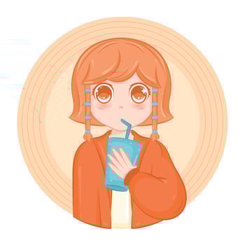 Cute kawaii girl cartoon character illustration vector