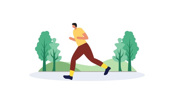 People jogging illustration. Active healthy joggers. Men, women runners running, training outdoors vector