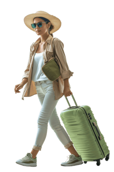 Portrait of latin lady as traveler with backpack png