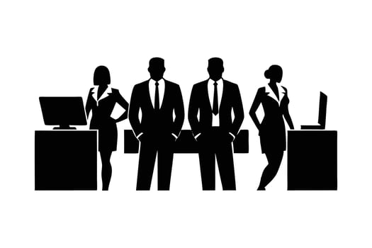 office workers silhouette illustration art vector