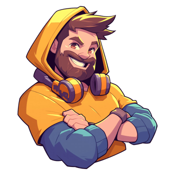 Illustration of smiling male gamer with headphones png