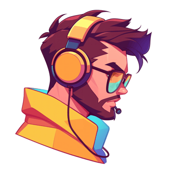 Mature male gamer with headphones png