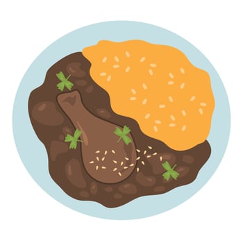 mexican food mole and rice vector