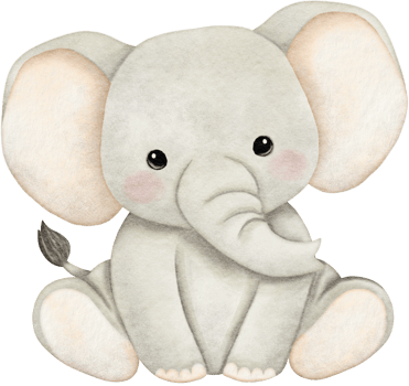 Watercolor Elephant Sitting for Baby Decor png