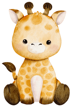 Watercolor Giraffe Sitting for Baby Decor png