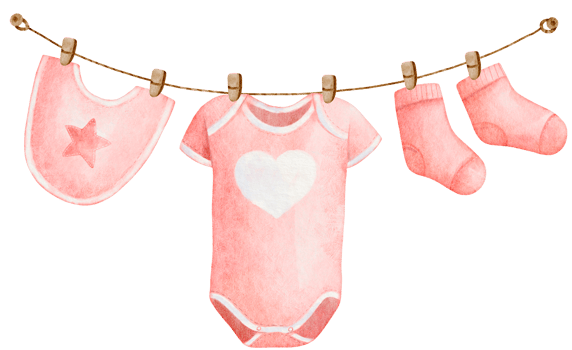 Watercolor Pink Baby Clothes Hanging on a Clothes rack for Card Template Frame png