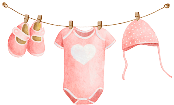 Watercolor Pink Baby Clothes Hanging on a Clothes rack for Card Template Frame png
