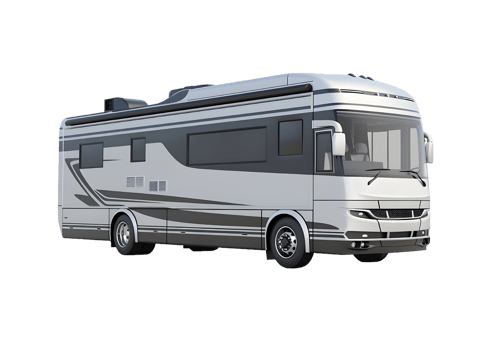 Blue Motorhome for Long-Distance Travel and Camping Isolated on a transparent background png