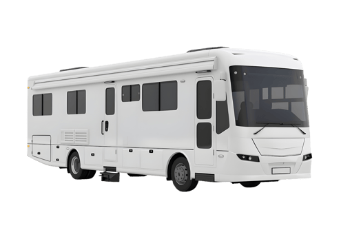 White RV for Comfortable Road Trips and Camping Isolated on a transparent background png