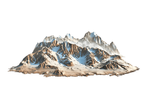 Snowy Mountain Range with Realistic Terrain Isolated on a transparent background png