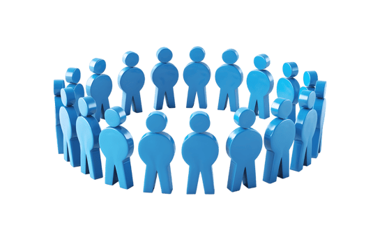 Pack of blue people icons in a circle isolated on a transparent background png