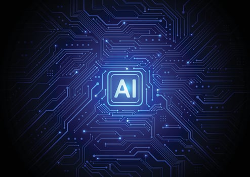 Artificial intelligence chipset on circuit board in futuristic concept technology artwork for web, banner, card, cover vector