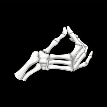 Bony skeleton hand show mischievous pinch gesture vector